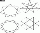 Stars drawn from the regular polygons with 7 and 8 sides