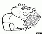 Daddy Pig reading the newspaper. The father of Peppa Pig