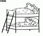 The Pig brothers in bed. Peppa Pig in the bunk above and George Pig in the bunk below