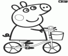 Peppa Pig riding her bicycle