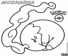 Musharna, psychic pokémon. The smoke that comes out from it head contains dreams
