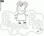 A coloring page with the logo of Peppa Pig, the most famous little pig