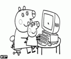 Peppa Pig and her mother in the computer