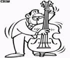 Musician playing the double bass or contrabass