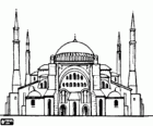 Great medieval mosque with minarets and domes