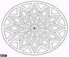 Circular mandala of a star formed by triangles and rhombuses