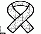 World Autism Awareness Day, 2 April. A ribbon with puzzle's pieces
