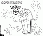 Cofagrigus, the coffin pokémon is a sarcophagus. Ghost Pokémon that evolves from Yamask. Desukan and Desumasu