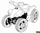 Quad or ATV, four-wheel vehicle resembling a motorcycle