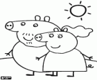 The parents of Peppa Pig walking under the Sun