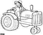 Farmer working in the field with the tractor