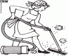 Woman doing the cleaning with vacuum cleaner