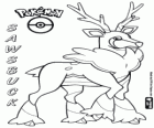 Sawsbuck, the Pokémon deer in winter. Sawsbuck, Mebukijka is the evolution of Deerling, Shikijika