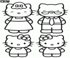 The Hello Kitty's family, her mother, her father and her twin sister Mimmy