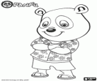 Panda Panfu with a Hawaiian shirt, shorts and slippers