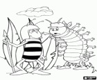 A soldier bee and a centipedes
