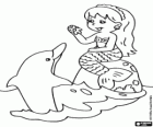A mermaid and a dolphin