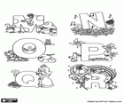 Decorated alphabet, capital letters from M to R