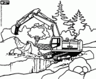 Hydraulic excavator working on an excavation
