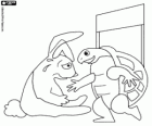 The Tortoise and the Hare. The Hare and the turtle at the end of the race