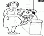 Health puzzle. Puzzle of nurse taking care of a child in the hospital