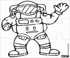 Puzzle of astronaut with his spacesuit during a mission