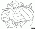 Volleyball ball with flames