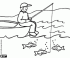 Fisherman with the fishing rod in the boat