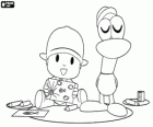 Pocoyo and Pato show their drawings