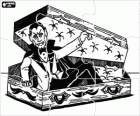 Count Dracula puzzle. Puzzle of a vampire getting out of his coffin