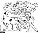 The Flintstones, the Flintstones family: Fred, Wilma, Pebbles and Dino