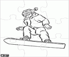 Snow Sport Puzzle. Puzzle of a Snowboarder in a jump
