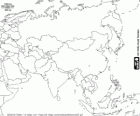 Map of Russia and Asia. The Asian continent is the largest and most populous of the Earth