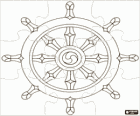 Buddhism puzzle. Puzzle of the wheel of the Dharma