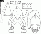 Dress up Pypus in the middle ages: crowns, princess's hat, Knight's armour helmet