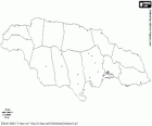 Map of Jamaica. Capital: Kingston. Country formed by an island in the Caribbean Sea