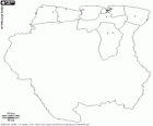 Map of the Republic of Suriname. Capital: Paramaribo. Country of the north of South America