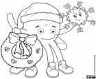 Pypus with a Christmas wreath and an ice crystal