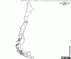 Map of the Republic of Chile. Capital: Santiago. Country of South America with coasts in the Pacific ocean