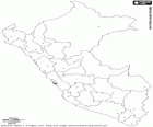 Map of the Republic of Peru. Capital: Lima. South American country with coastlines to the Pacific Ocean