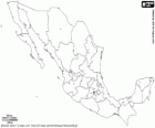 Map of Mexico, United Mexican States. Capital: City of Mexico. Country located in the south of Northern America with coastlines to the Gulf of Mexico, the Caribbean Sea and the Pacific Ocean