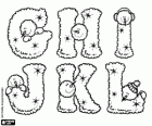 Letters from the G to the L. Alphabet with snowmen