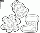 Christmas cookies: bell, snow and boot