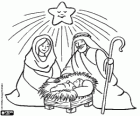 Jesus, Mary and Joseph under the Christmas star