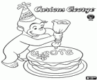 Curious George with birthday cake