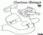 Curious George, the monkey flying in a small plane