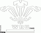 Logo of the Wales national rugby team, the red dragons. Emblem, the Prince of Wales's feathers