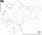 Map of the Republic of Singapore. Capital: Singapore. Islands country in Southeast Asia, the smallest country