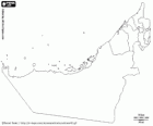 Map of United Arab Emirates. Capital: Abu Dhabi. Federation of seven emirates of the Persian Gulf