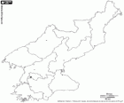 Map of North Korea, Democratic People's Republic of Korea. Capital: Pyongyang. Country that occupies the northern part of the peninsula of Korea